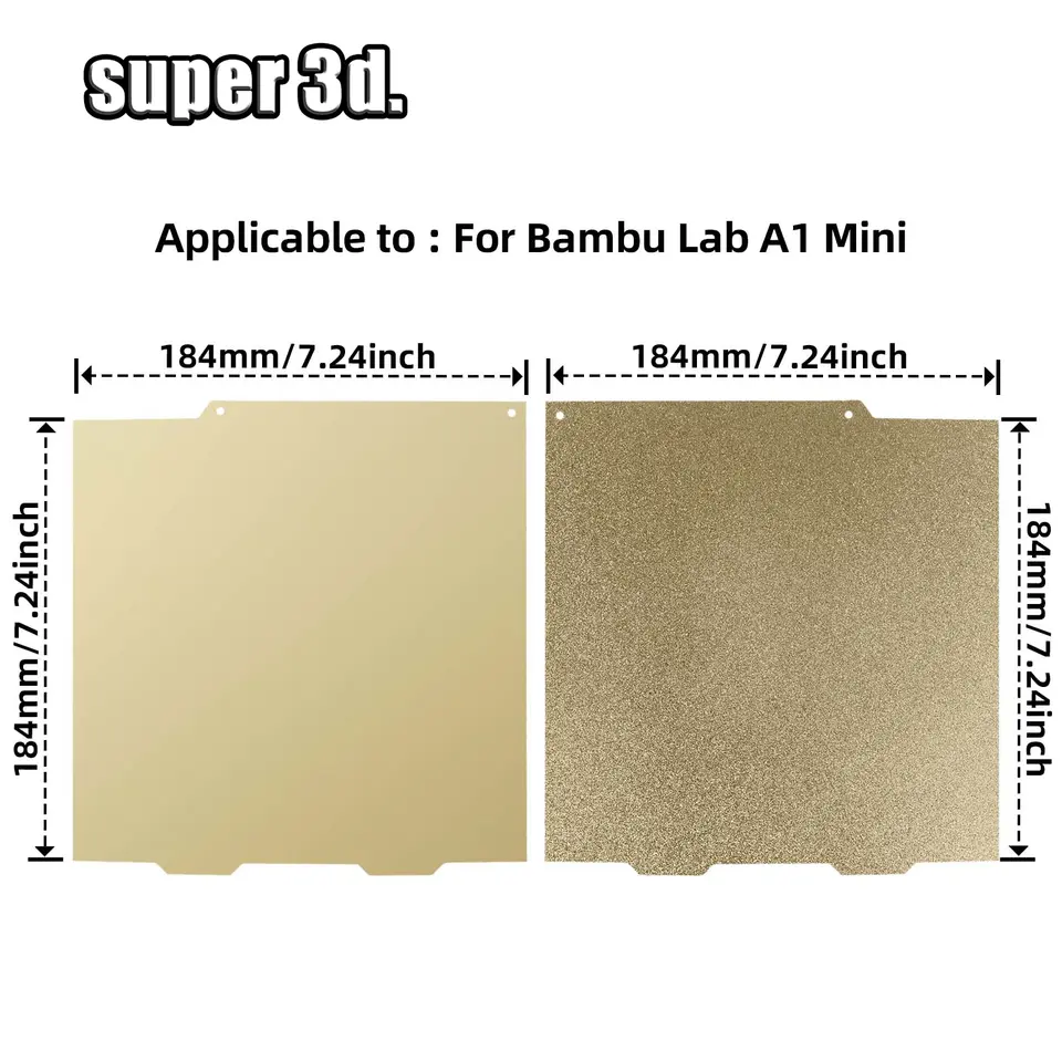 لوحة بناء Bambu Lab A1 Mini 184x184 ملم، H1H PEO PET، ملمس ناعم، سرير Bambulabs، صفيحة فولاذية مرنة، صفيحة Pei لمختبر Bamboo - 2