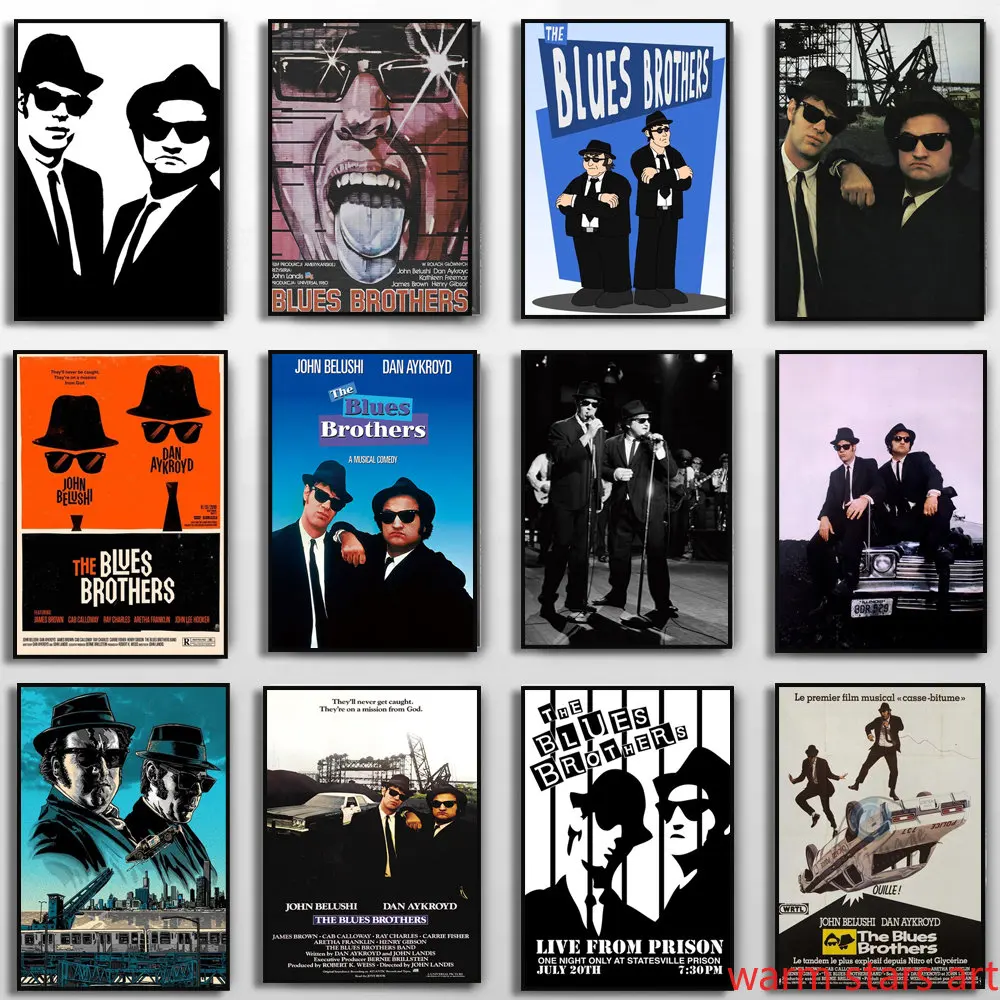 The Blues Brothers Vintage Movie Poster 1980 Retro Music Band Art Painting Vintage Canvas Painting Home Room Decor Unframed