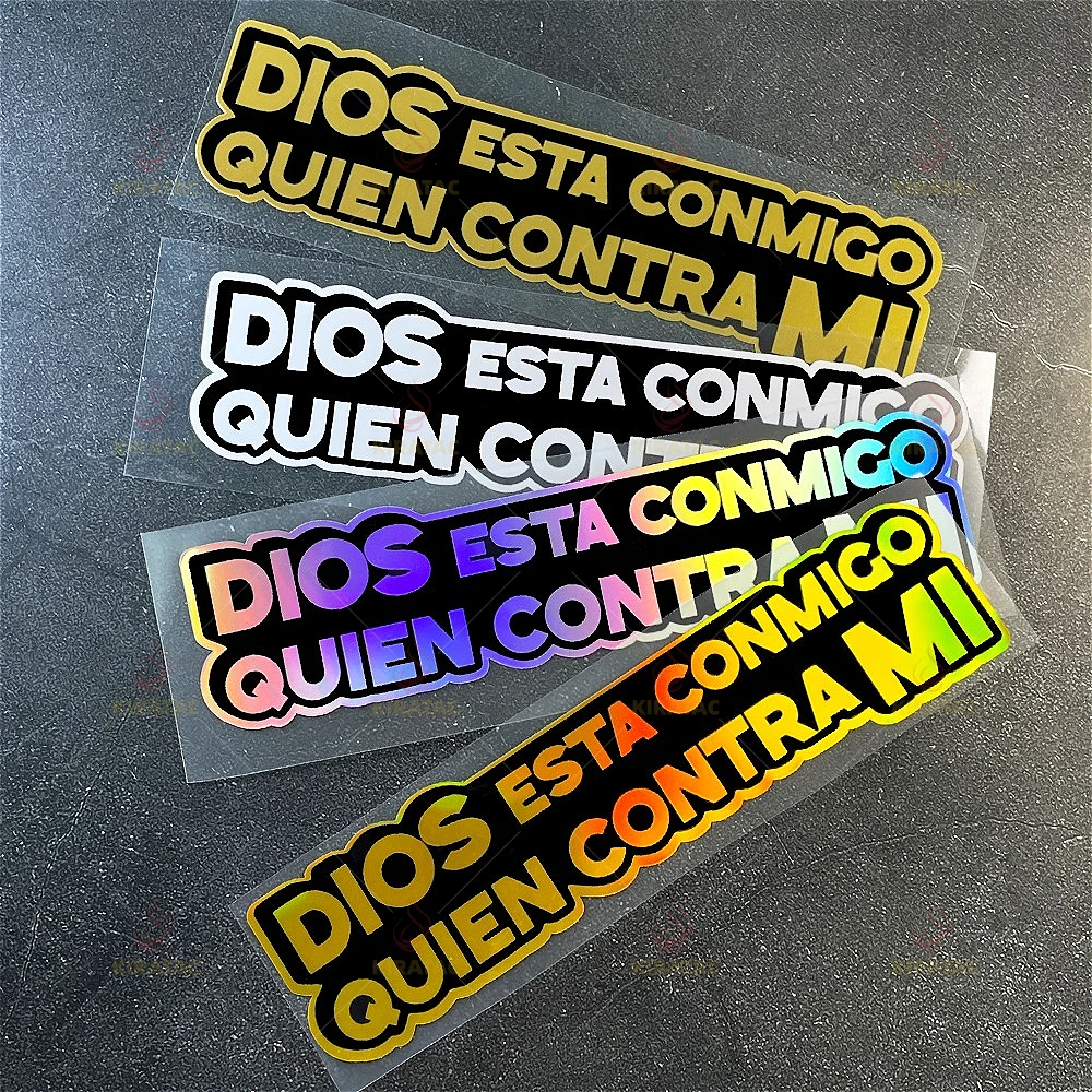 1 unidad DIOS ESTA CONMIGO QUIEN CONTRA MI pegatina de coche para ventana, maletero, motocicleta, carenado, parabrisas, Scooter, pegatina de vinilo Universal