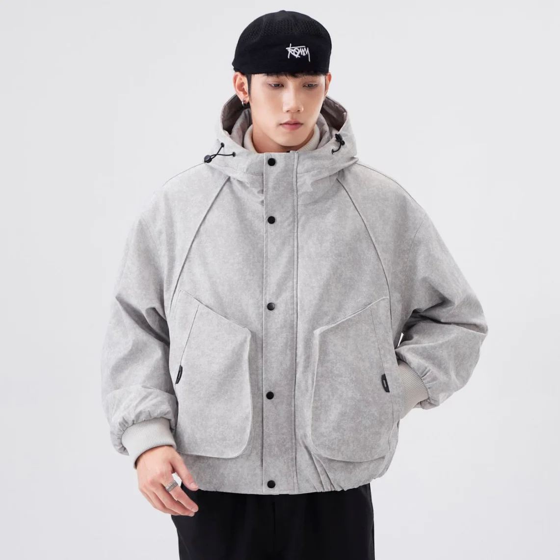 معطف شتوي مبطن سميك للرجال ملابس خروج كلاسيكية فضفاضة غير رسمية دافئة بقلنسوة مبطنة بالقطن سترة ستيت بوي ملابس خارجية