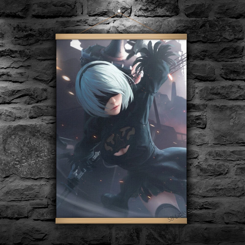 2B NieR: Automata Anime Girls Game Animation Hanging Scrolls Painting Poster Illustration Tapestry