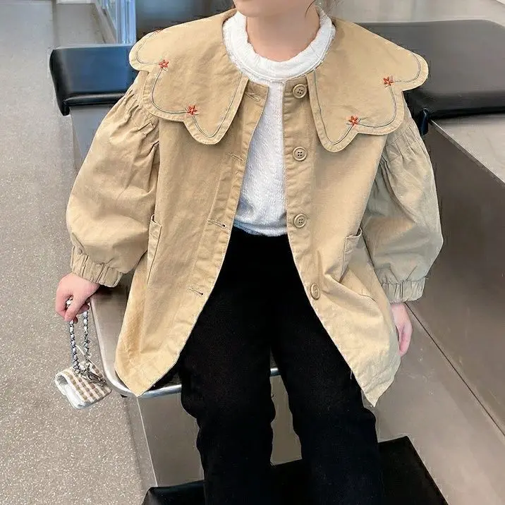 Girls Windbreaker Autumn Outfit 2025 New Korean Version Baby Top Doll Spring and Autumn Childrens Coat