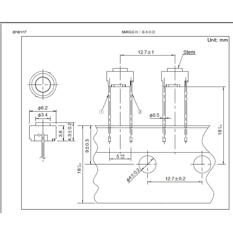 50pcs/lots 100% JAPAN ALPS Tactile Switch 6*6*4.3mm Straight 2-pin SKRGACD010 Keypad Micro Action Brown Circular IC Electronic