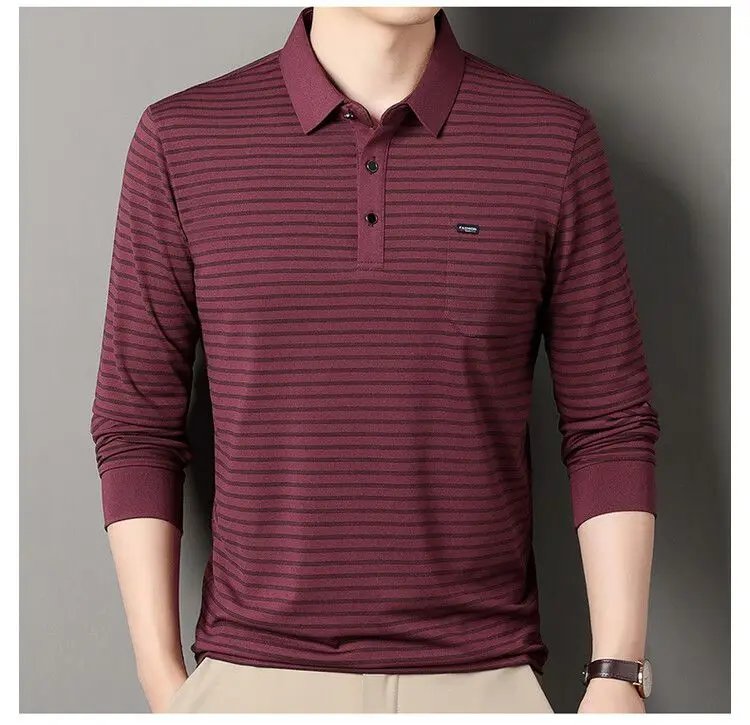 New Spring Autumn Middle-aged Men's Long Sleeve T-Shirt Relaxed Casual Polo Shirt