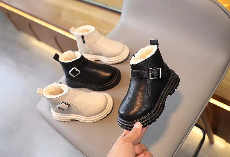 Winterstiefel für Mädchen, neue Mode, knöchelhohe Stiefel, wärmend, mit Kaschmirfutter, Kinderstiefel, rutschfeste Outdoor-Schuhe für Kleinkinder und Schüler. – Detail 3
