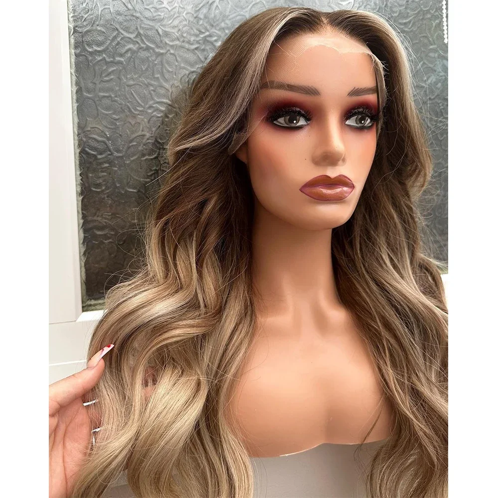 

180%Density Ombre Blond 26inch Preplucked Glueless Long 5x5 Silk Base Wave Jewish Human With BabyHair HD Lace European Hair