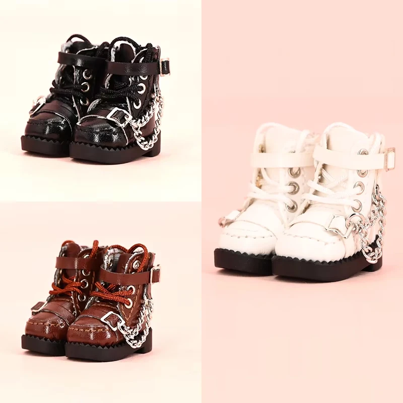 

OB11 Обувь для кукол Крутые мотоциклетные ботинки Кожаные ботинки с цепочкой для Molly, P9 Body, 1/12BJD, Ymy, Gsc, Obitsu11 Аксессуары для кукол Игрушки