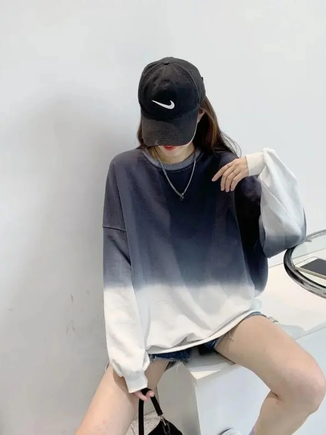 

Большие размеры, свободная длинная толстовка с капюшоном SV, цветная блузка, закрывающая живот, осень-зима, уличный женский топ Faion