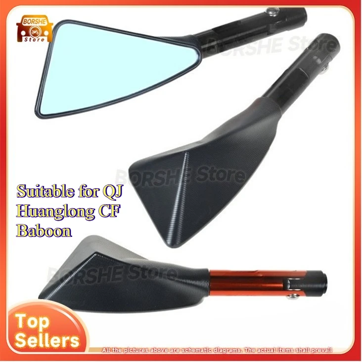 

Motorcycle Rearview Mirror Electric Bike CNC Aluminum Triangle Mirror Suitable for QJ Huanglong CF Baboon