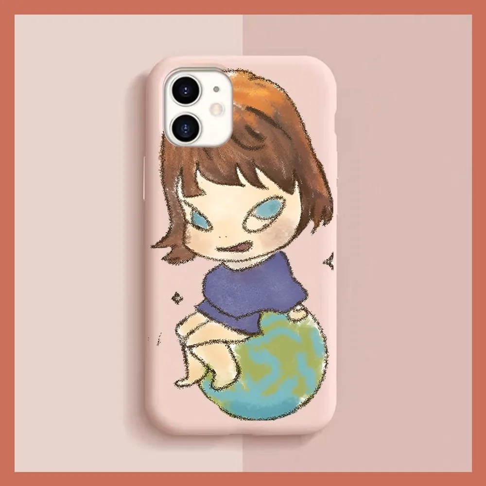 

Yoshitomo Nara Phone Case for iPhone 14 11 12 13 Mini Pro Xs Max 8 7 6 6S Plus X XR Solid Candy Color Case