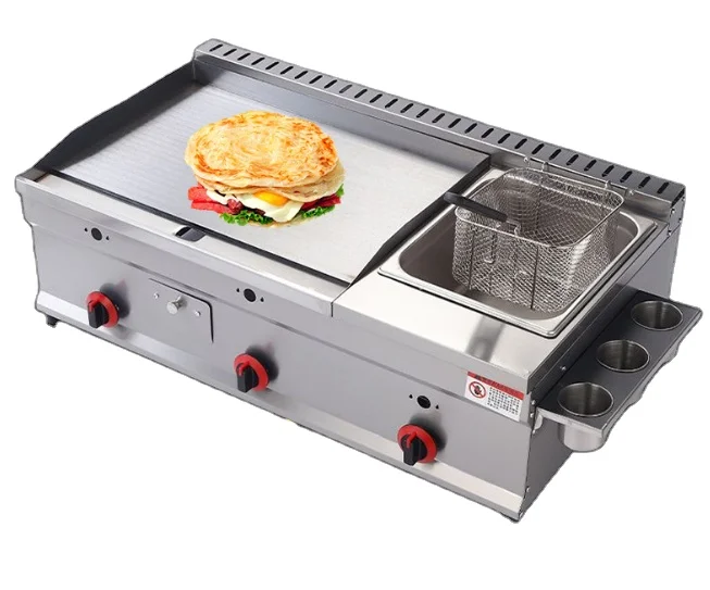 Hot Sale Portable Gas Multi-functional Griddle Fryer Stainless Steel For Beef Steak Barbecue Deep Frying