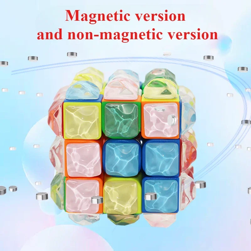 New Water Ripple 3x3 Magic Cube Magnetic 3x3x3 Cube Transparent Magnetic Puzzle Toy for Children