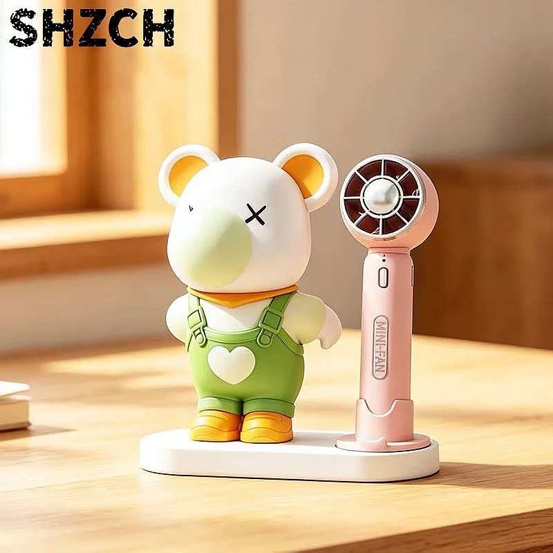 Home Decor Bubble Bear Statue Desk Fan Creative Summer Decompression Art Sculpture Gift