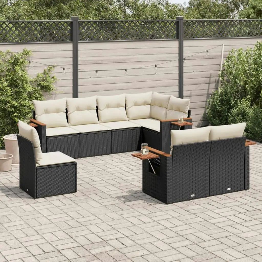 

Stylish Black and Cream Outdoor Garden Sofa Set Modern Patio Furniture Cushioned Seating Adjustable Design
