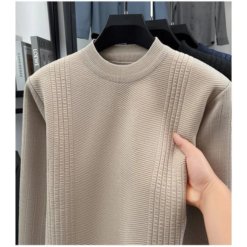 Men's Winter Half Turtleneck Sweater Thick Warm Comfortable Soft Casual Long Sleeve Inner Top for Middle Aged Elderly
