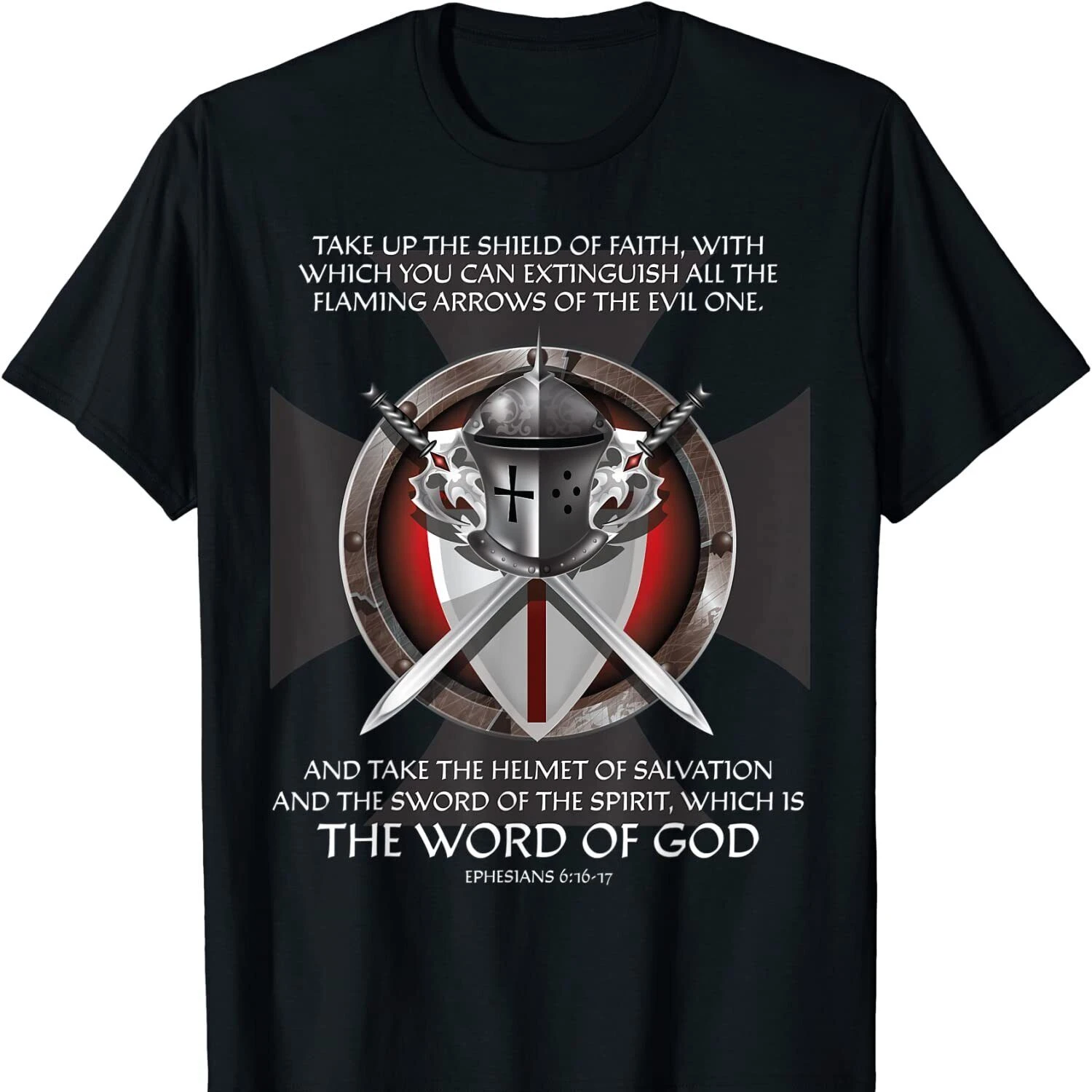 Armor of God Christian Bible Verse T Shirt New 100% Cotton Short Sleeve O-Neck T-shirt Casual Mens Top