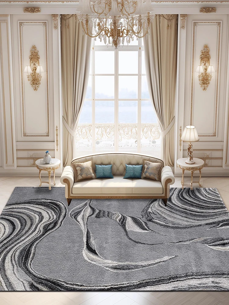 

Artistic Black Striped Carpet Luxury Living Room Decoration Carpets Comfortable Soft Bedroom Rugs Non-slip Machine Washable Rug