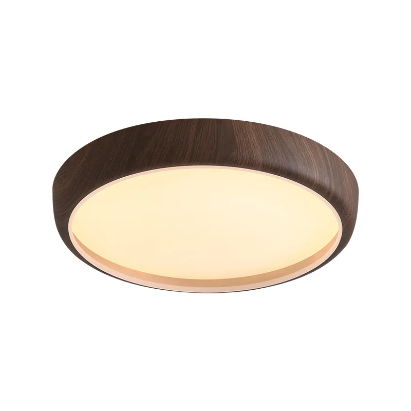 

Medieval simple bedroom light ceiling light round Japanese retro log wind wood grain study second bedroom lamp