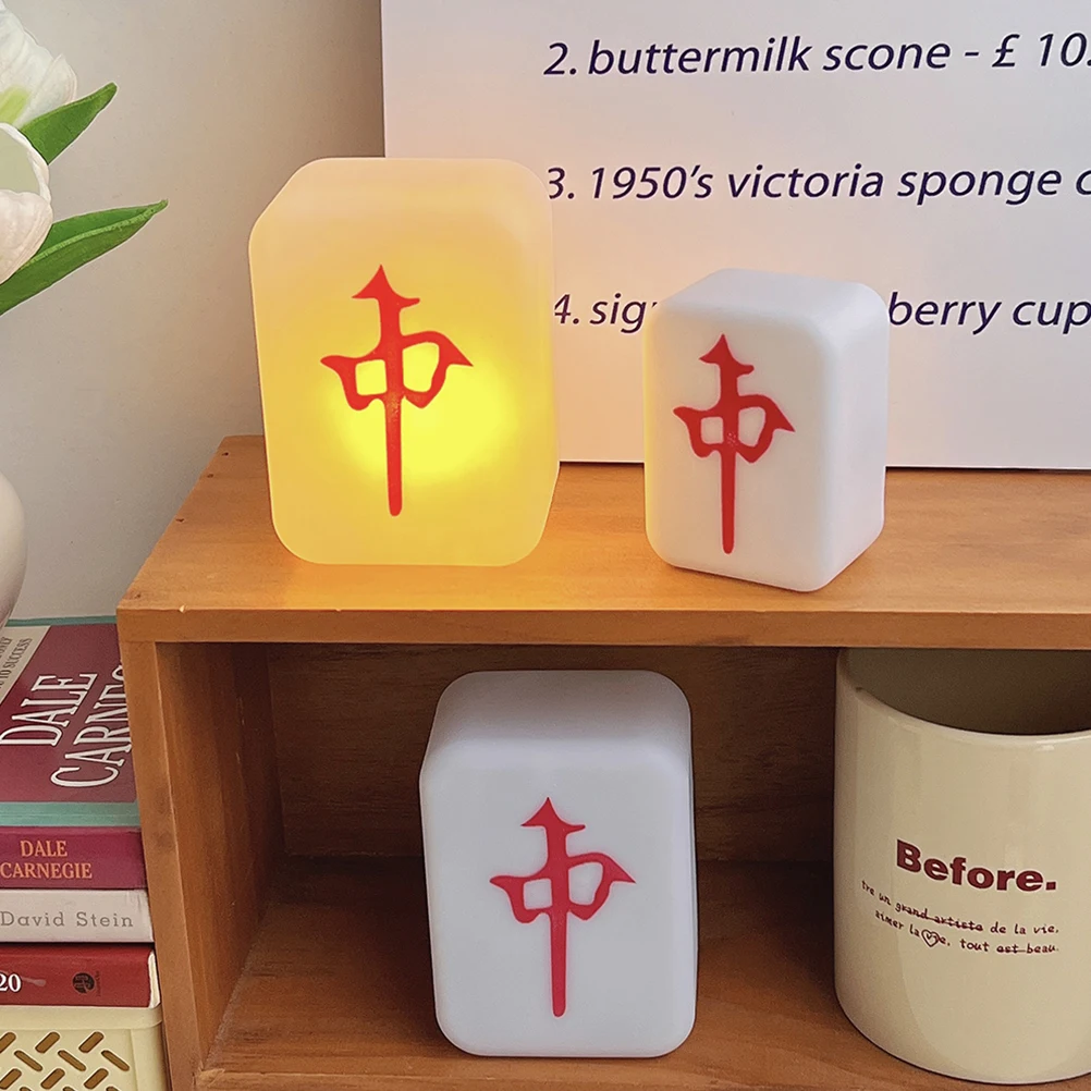 

2 Pcs Mahjong Night Light Creative Lamp Table Lamps Room Small Bedroom Ornament Bedside Decor Led