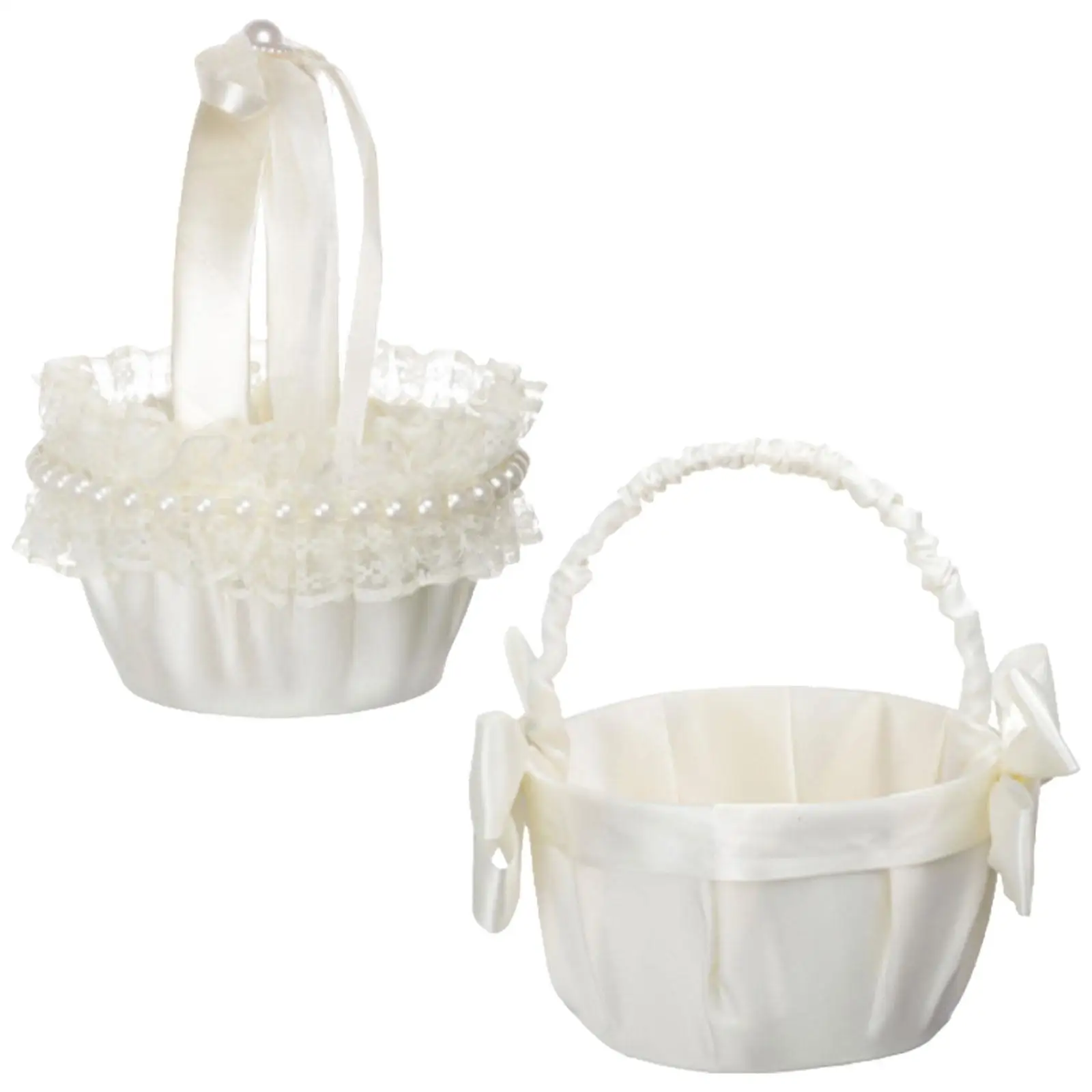 

Outdoor Wedding Flower Basket Satin Ribbons Basket Western Style Practical Party