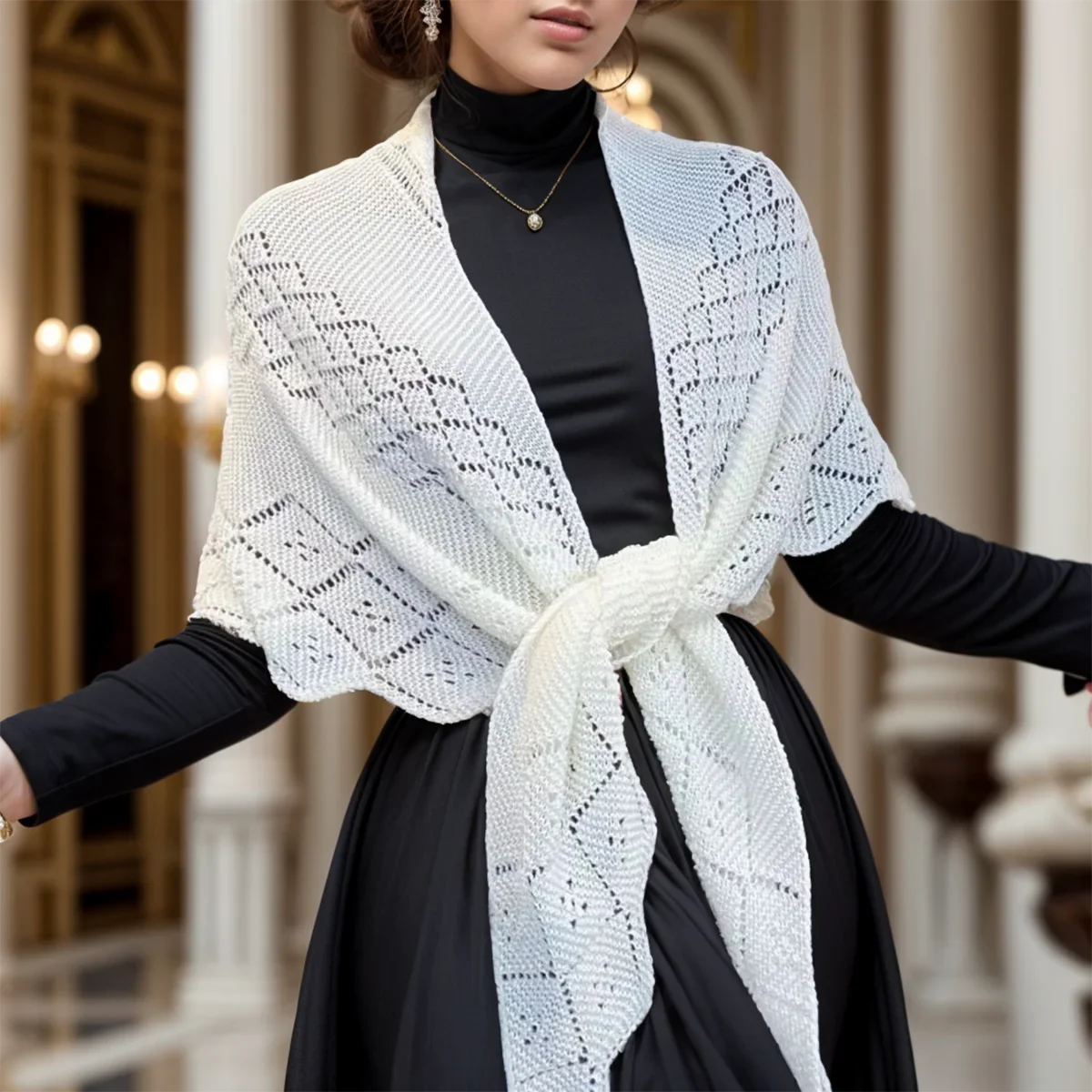 Pure Color Knitted Shawl Wraps For Women Spring Summer Autumn Winter Pashmina Stoles With Elegant Style Fashion Long Scarf