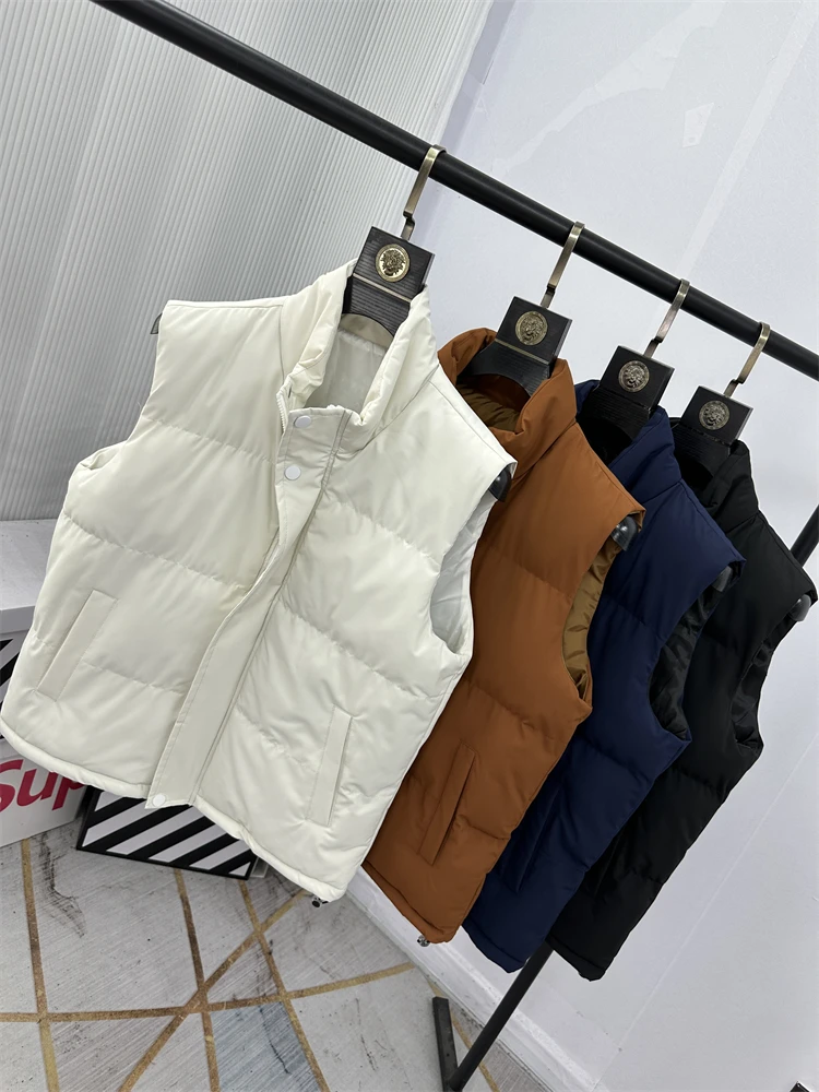 

Модный хлопковый жилет на осень-зиму, теплый, с воротником-стойкой, с подплечниками, молодежный, повседневный, на молнии