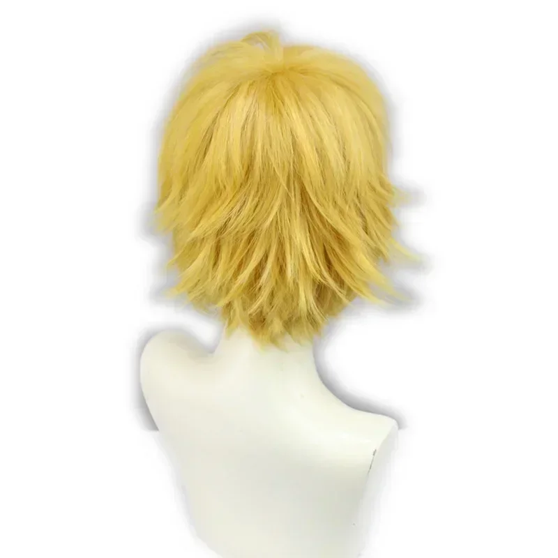 Golden Yellow/Light Orange Golden Denji Cosplay Wig Anime Chainsaw Man Denji Wigs 30cm Hair With Eyes Patch Props Men