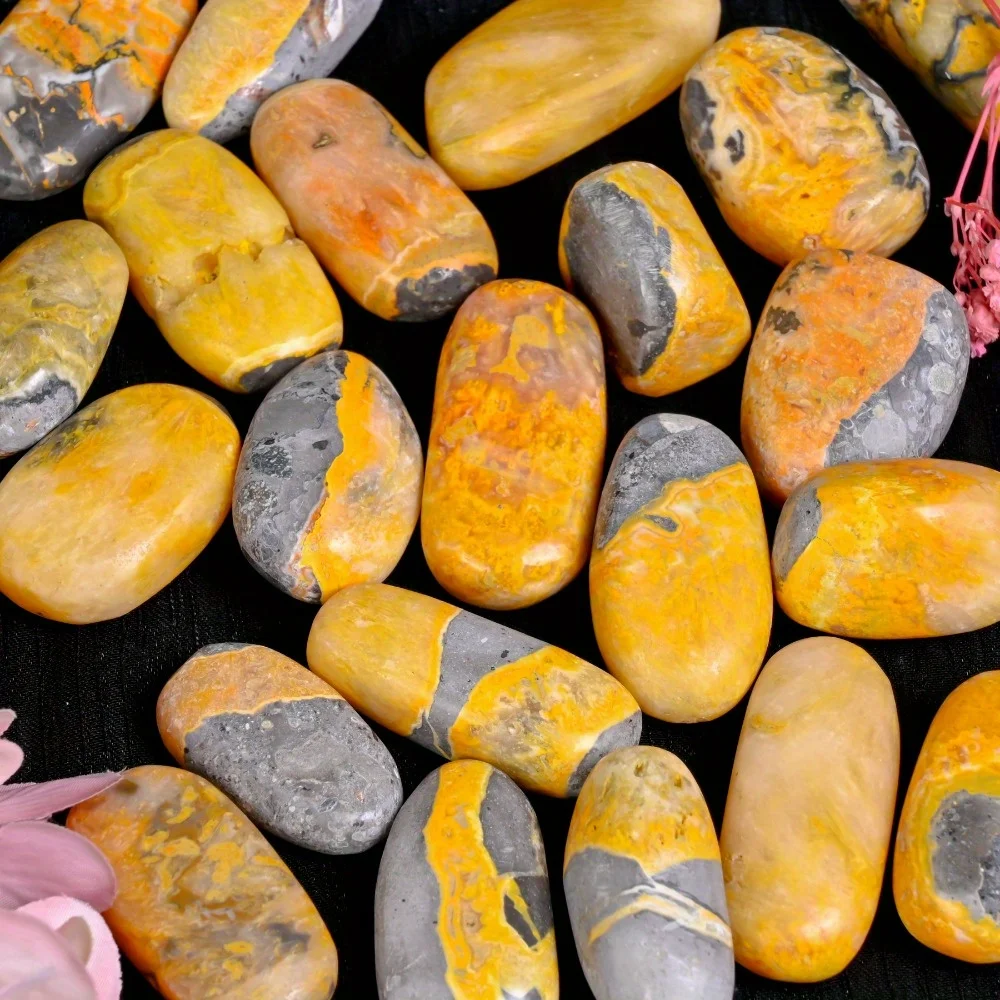 1Pc Bumblebee Jasper Palm Stone Natural Crystal for Home & Office Decor, Perfect Gift for Birthdays & Holidays