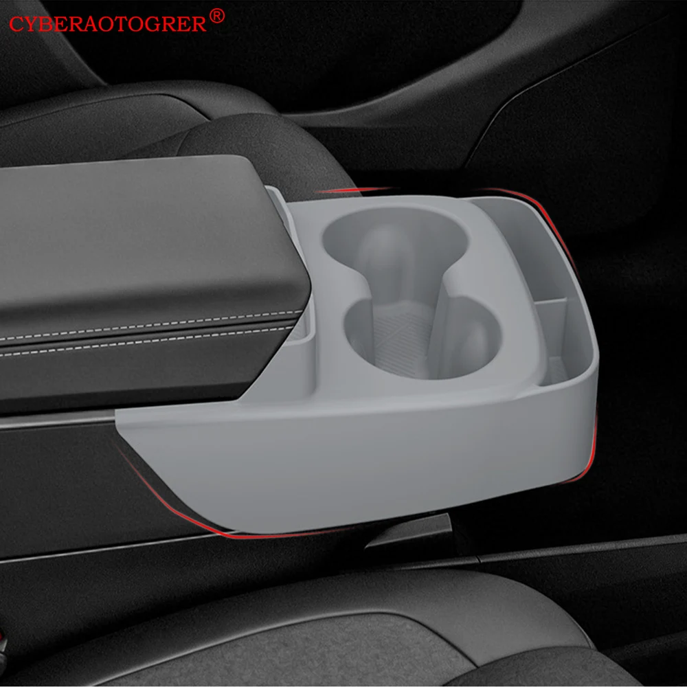 For Tesla Model Y Standard 2025+ Multifunctional Silicone Central Control Water Cup Holder Shock-Absorbing Tray Storage Box Case