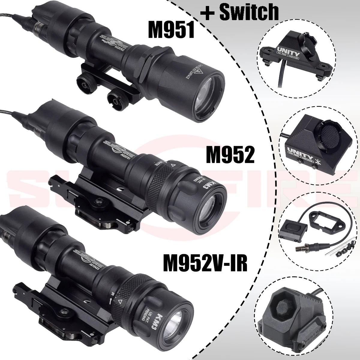 Surefire M952 Flashlight M951 M952V IR Strobe LED With QD Mount 20mm Picatinny Rail KEYMOD MOLK Switch IR Lamp Light Aluminum