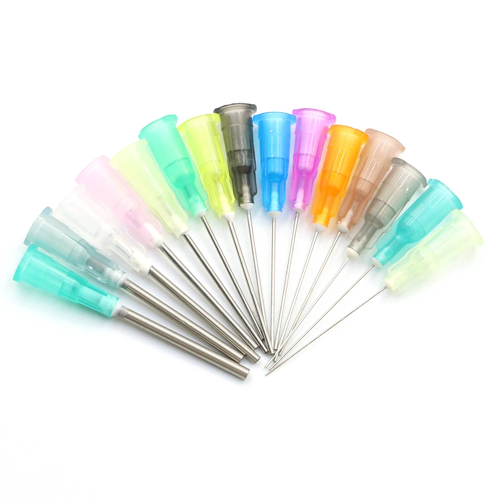 100pcs 25mm Dispensing Needle Glue Needle 1 Inch Suitable for All Glues Liquid Solder Paste Adhesives Dispenser Needle,14G-30G