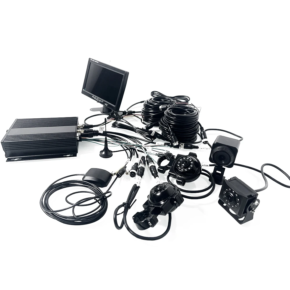 HYF AHD 1080P 4 Channels Dual SD Card MDVR Truck Vehicle Monitoring Set Taxi DVR Camera System GPS 3G 4G Bus Camera Security Kit