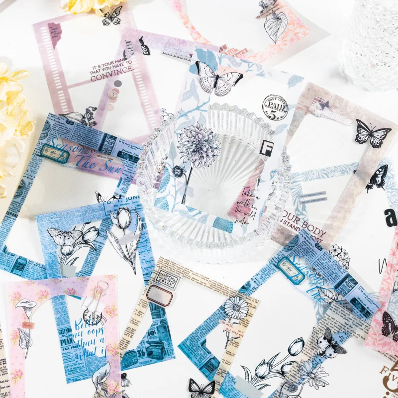 20 Blatt große, transparente, ausgehöhlte Hintergrundaufkleber für Tagebuch, Sammelalbum, DIY-Dekoration