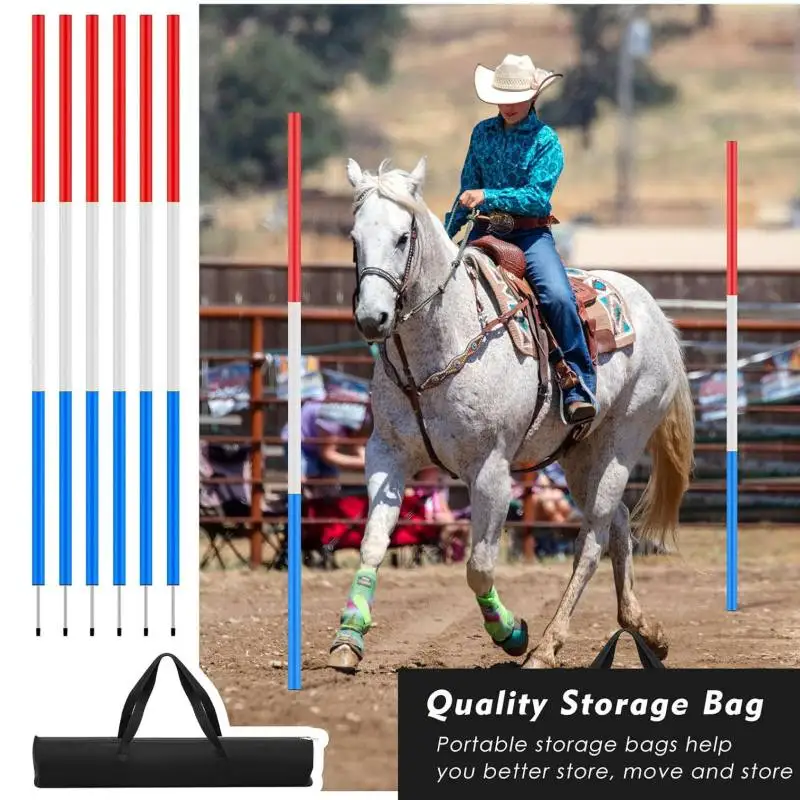 New 6 Pcs 6FT Pole Bending Poles for Horses Adjustable Equestrian Sports Training Equipment for Horses Agility Poles