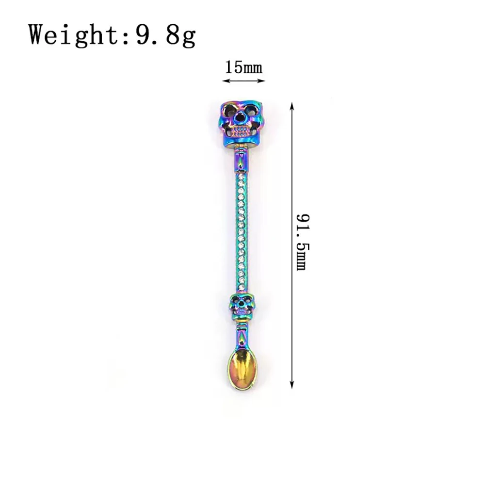 Diamond Metal Spoon Small Shovel 91mm Skull Shaped Ghost Head for Spice Food Powder Measuring Kitchen Halloween Dessert Coffee