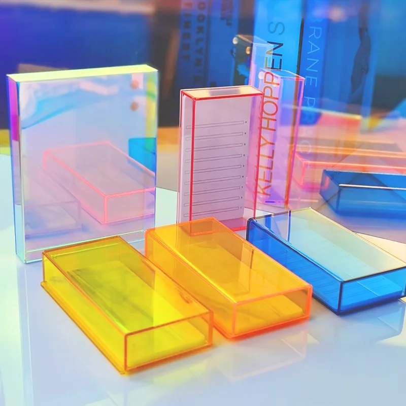 Colorful False Eyelash Storage Box Acrylic Pallet Glue Display Pad Lash Stand Holder Grafted Eyelash Extensi Plastic Makeup Tool