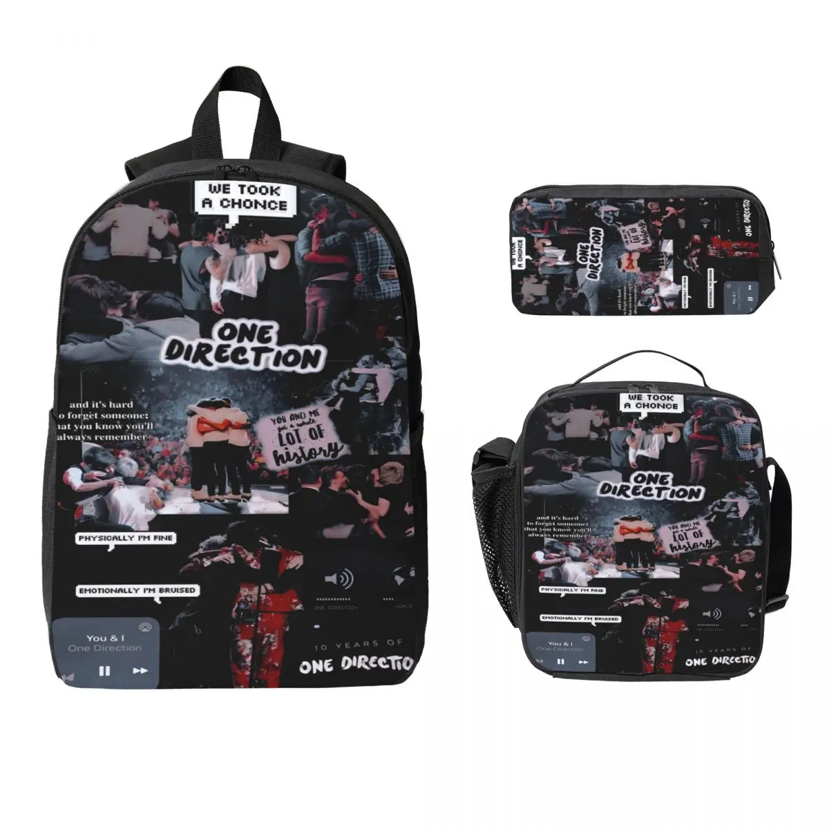 

One Directions 1D Boys Group Fan Gift Kids Backpack Lunch Box Pen Bags for Boys Girls Preschool Backpacks School bag Bookbag Set