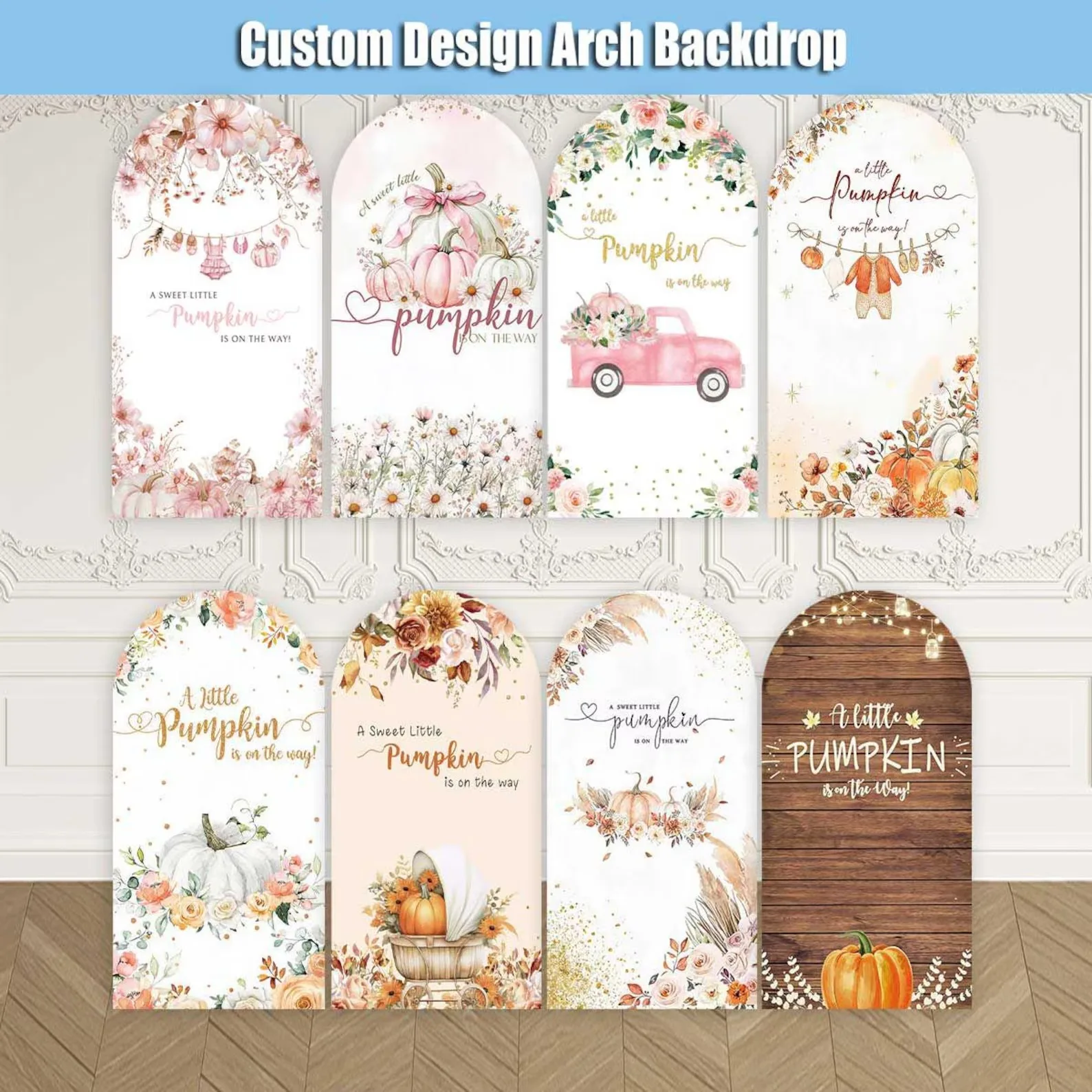 Mehofond Custom Little Pumpkin is Turning One Autumn Fall Kids Birthday Party Baby Shower Cover Arch Background Decor Backdrop