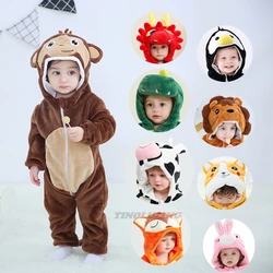 Monkey Dinosaur Animal Pajamas Baby One-piece Bodysuits Newborn Winter Clothes Warm Soft Sleepwear Toddler Kigurumi Pijamas Kids