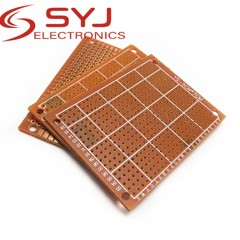 5piece Universal experimental board 5*7 5x7CM single-sided bakelite PCB circuit board yellow-brown ordinary board