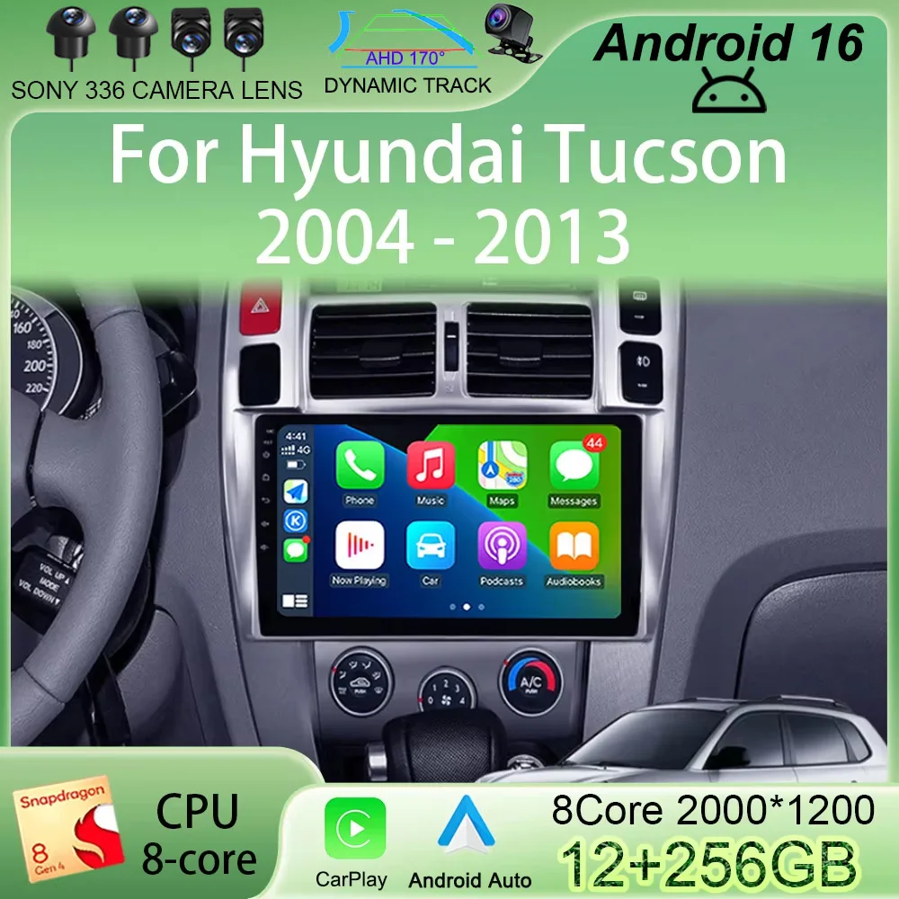 

Android 16 Car Radio for Hyundai Tucson 2004-2013 Multimedia Video Player Navigation 2 Din DVD Head Unit Stereo Carplay Speakers