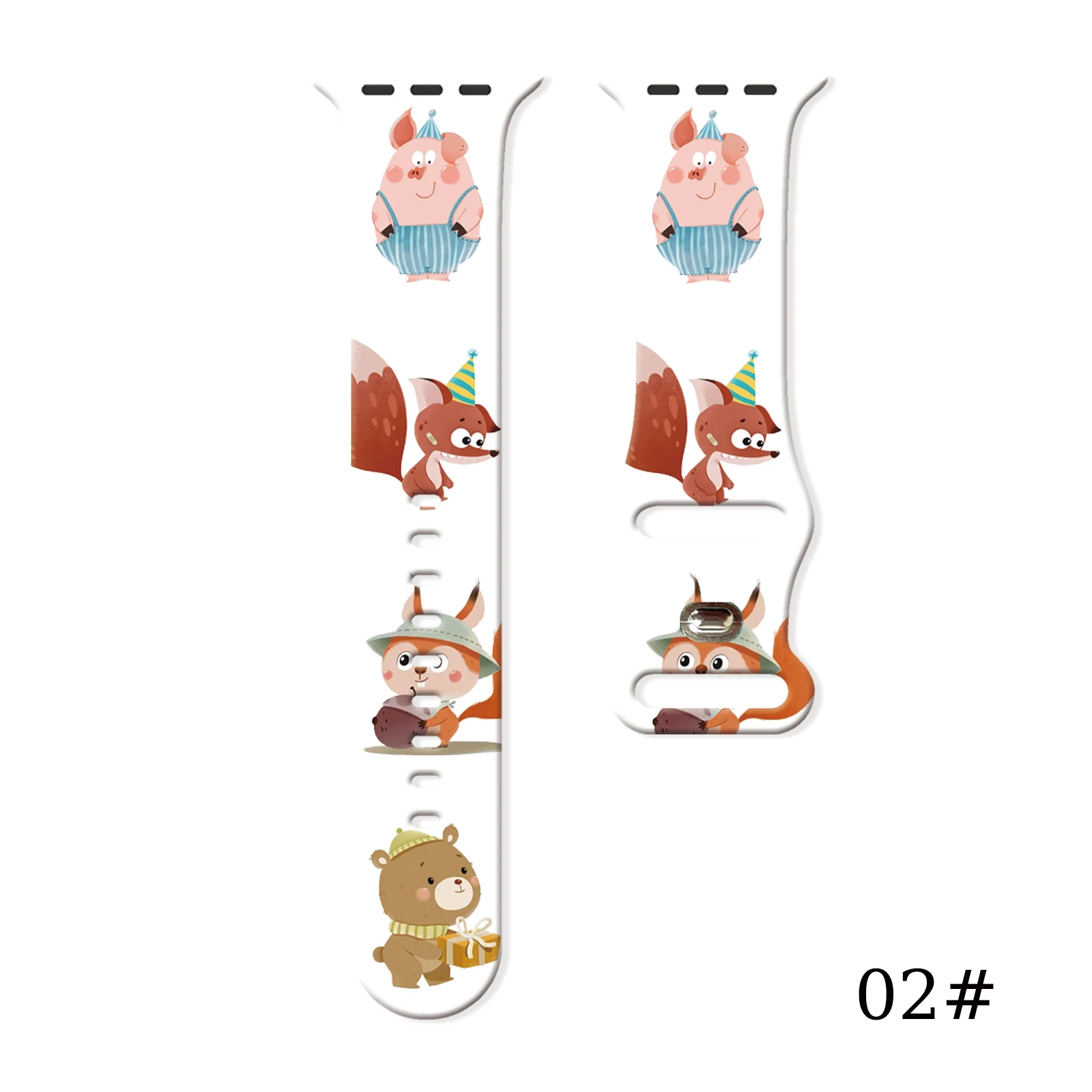 

Forest Creatures Printed Strap for Apple Watch 11 10 9 Silicone Band Replaceable Bracelet for iWatch 46mm 44mm 42mm Watchband