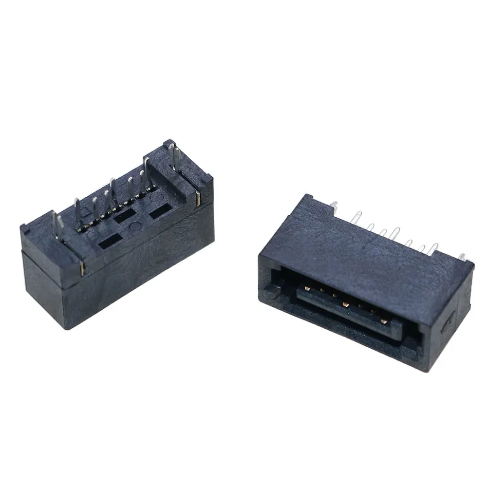 YUXI 1-20PCS SATA Seat 7P Male All-inclusive 180-Degree Vertical In-line SATA Hard Disk Interface Socket