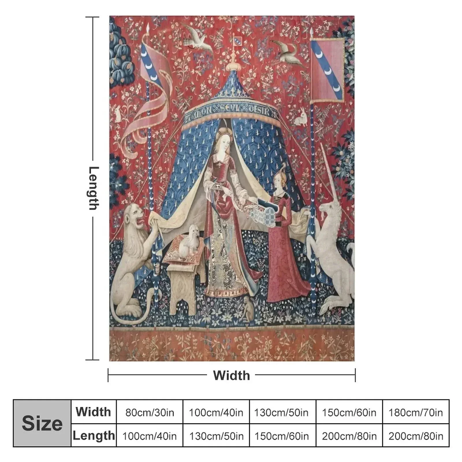 The Lady and the Unicorn My Only Desire Throw Blanket