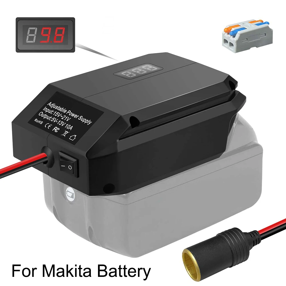 For Camping Glossy Black 18V Battery Adapter Easy To Use Input DC15-21V Lightweight And Portable Non-deformable Design