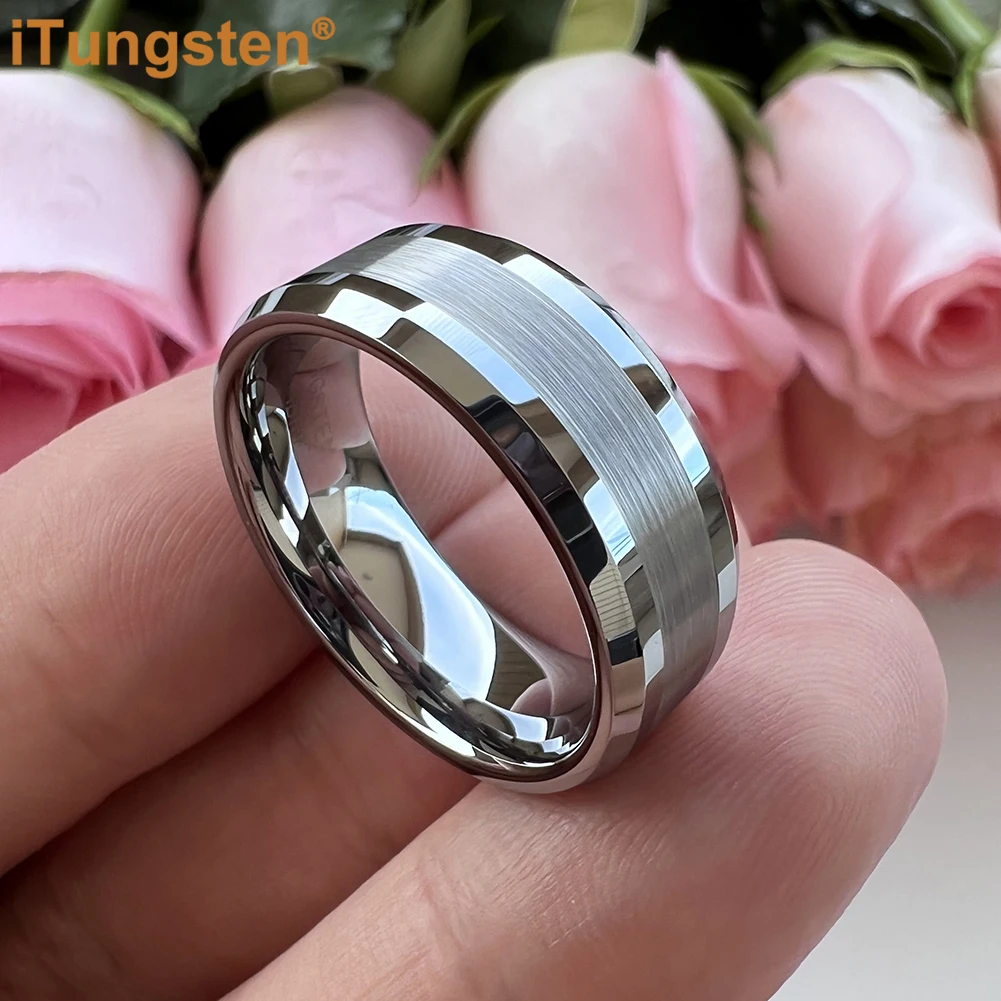 iTungsten 6mm 8mm Engagement Wedding Band Gold Plated Tungsten Finger Ring for Men Women Couple Fashion Jewelry Comfort Fit