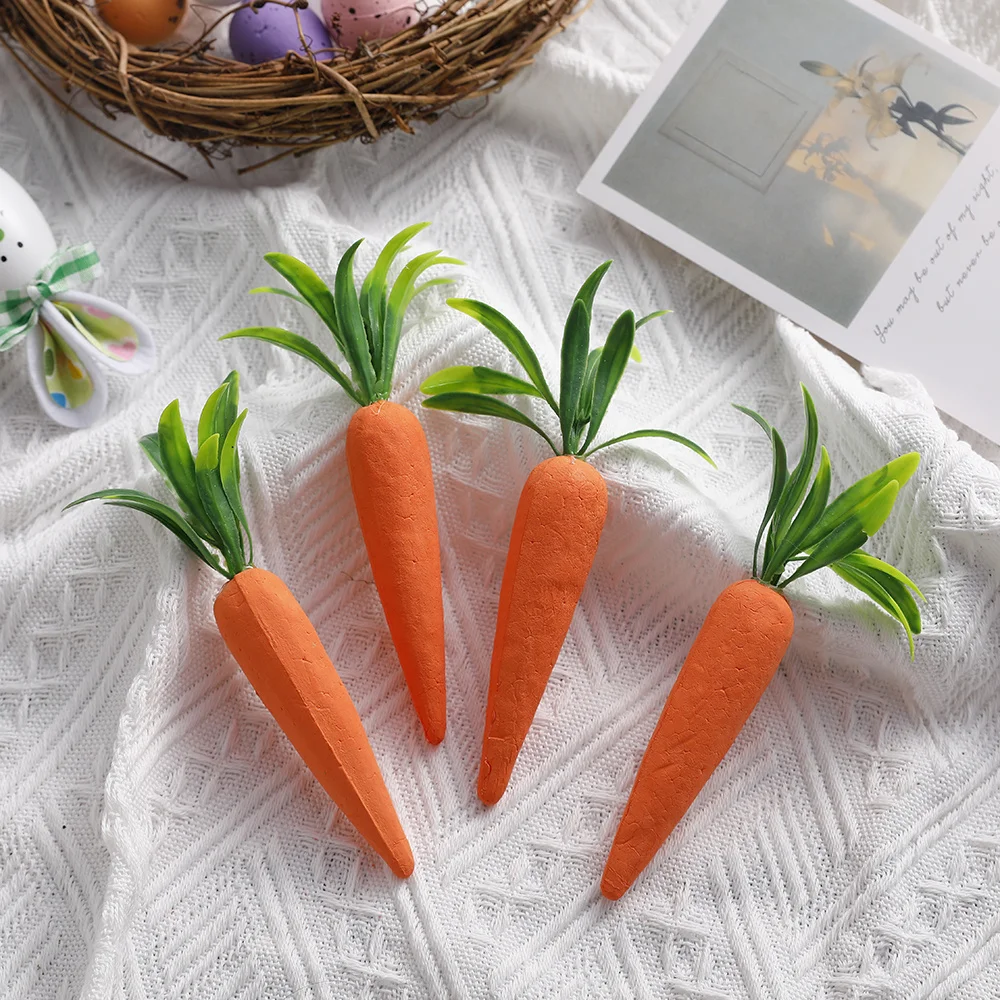 

4/8Pcs Easter Artificial Carrot 14cm Foam Vegetable Fruits Happy Easter Decoration Ornament for Home Table Kids DIY Crafts