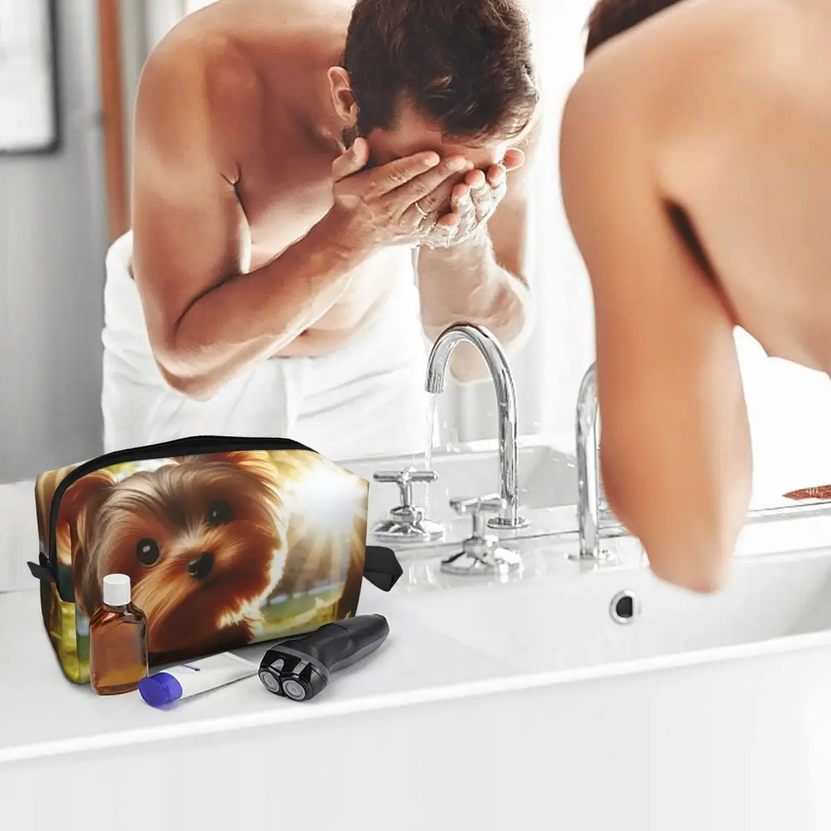 Yorkshire Terrier Dog Yorkie Lover Makeup Bag Cosmetic Organizer Storage Dopp Kit Toiletry Cosmetic Bag for Women Beauty Travel
