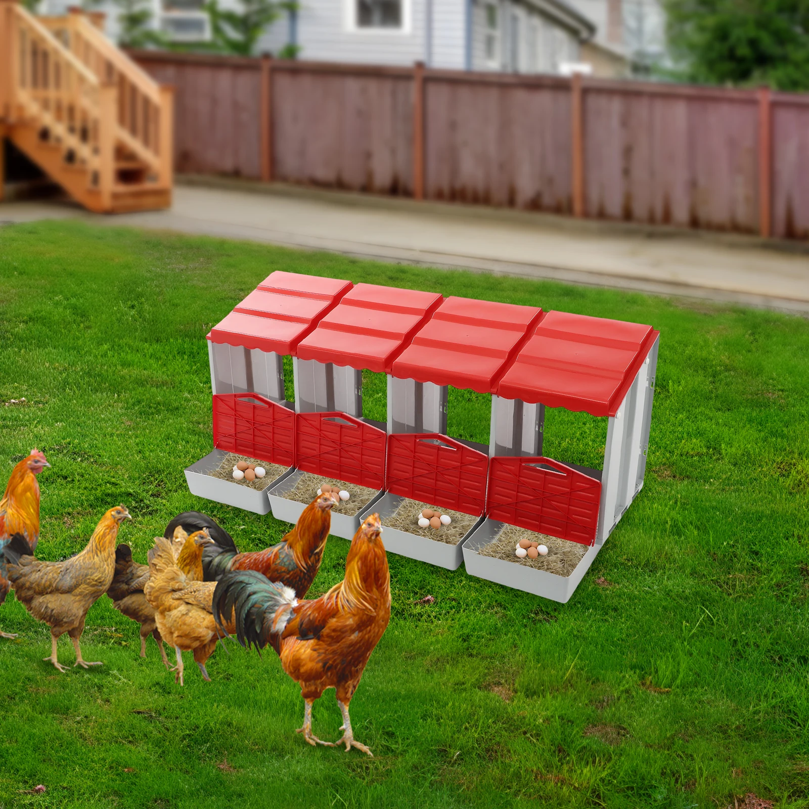 

4-Compartment Chicken Nesting Box with Egg Collection