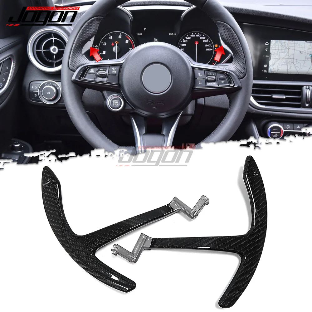 For Alfa Romeo Stelvio Gliulia 2017-2022 Car Interior Steering Wheel Paddle Extended Paddle Shifters Replace Dry Carbon Fiber